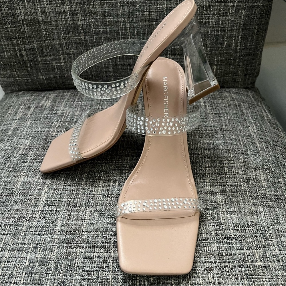 Marc Fisher Tan Heels with Clear Straps
